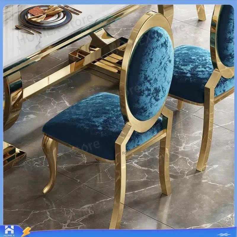 Modern Nordic Light Luxury Gold Stainless Steel Dining Chair for Hotel Restaurant Banquet Hall Living Room Leisure Backrest