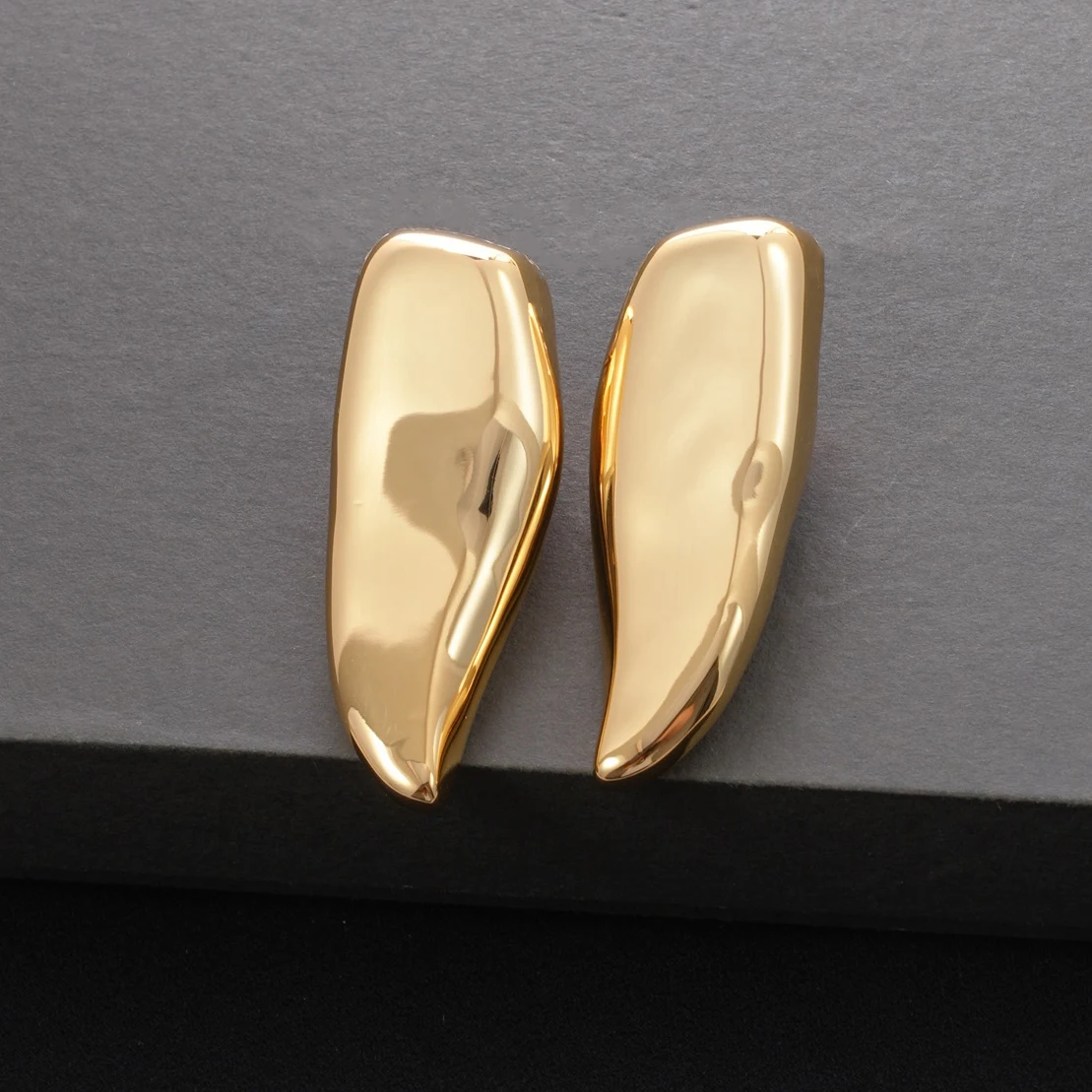 Popular Fashion Designer Geometric Gold Silver Polished Earrings Women Luxury Jewelry