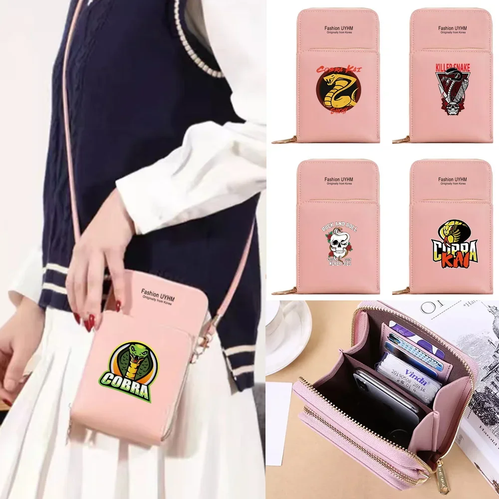 Phone Bag For IPhone 13 12 11 Pro Max X XS Samsung Xiaomi Huawei Messenger Bag Mobile Wallet For Women Clutches Cobra Series