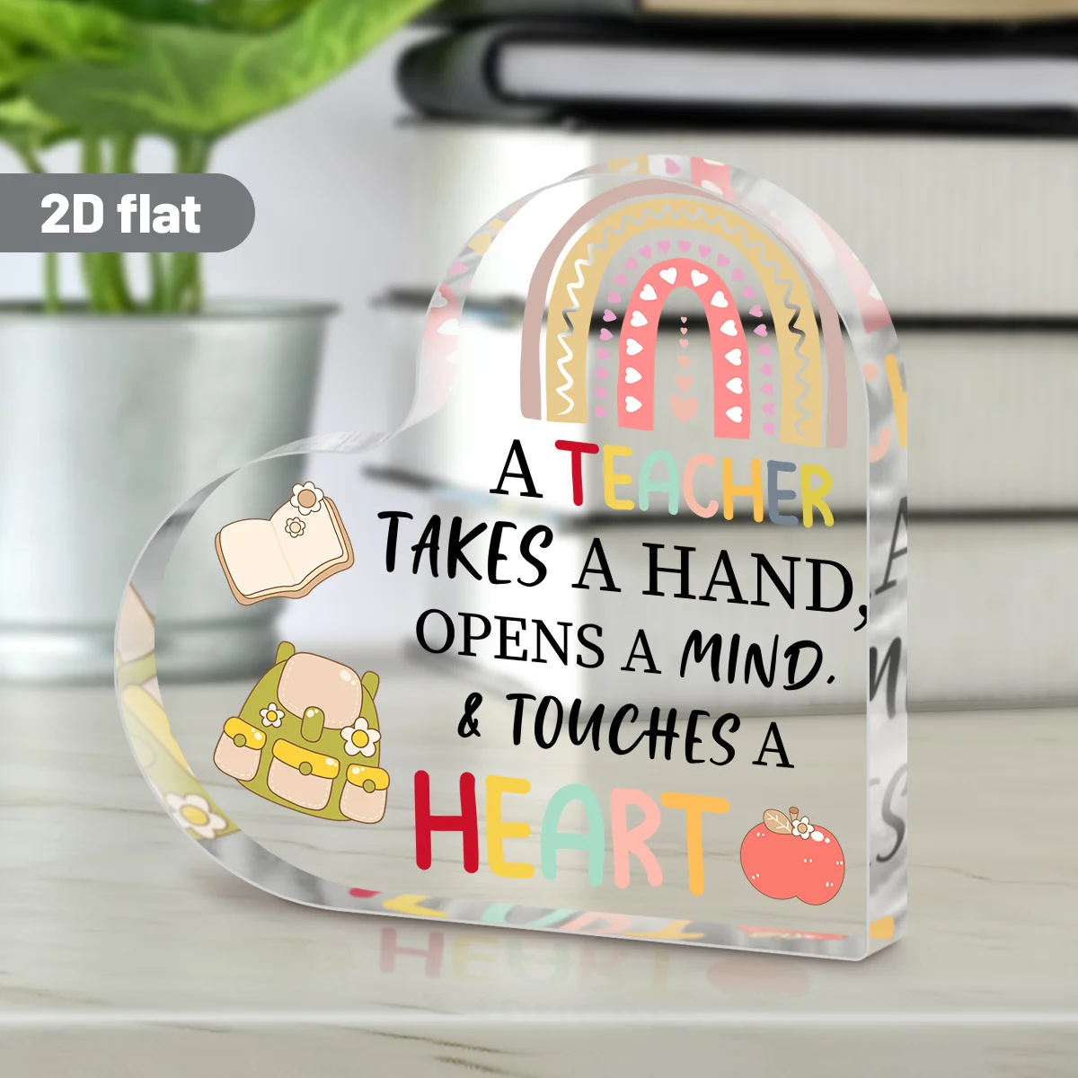 CIFBUY Acrylic Wall Decor Inspirational Quote Sign Colorful Heart Shape Teacher Appreciation Gift Touching Home Office Room Deco