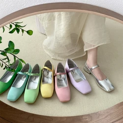 Bailamos Women Candy Colors Flats 2022 Women Casual Flats Ballerina Shallow Square Toe Ballet Shoes Comfort Soft Boat Shoes Loaf