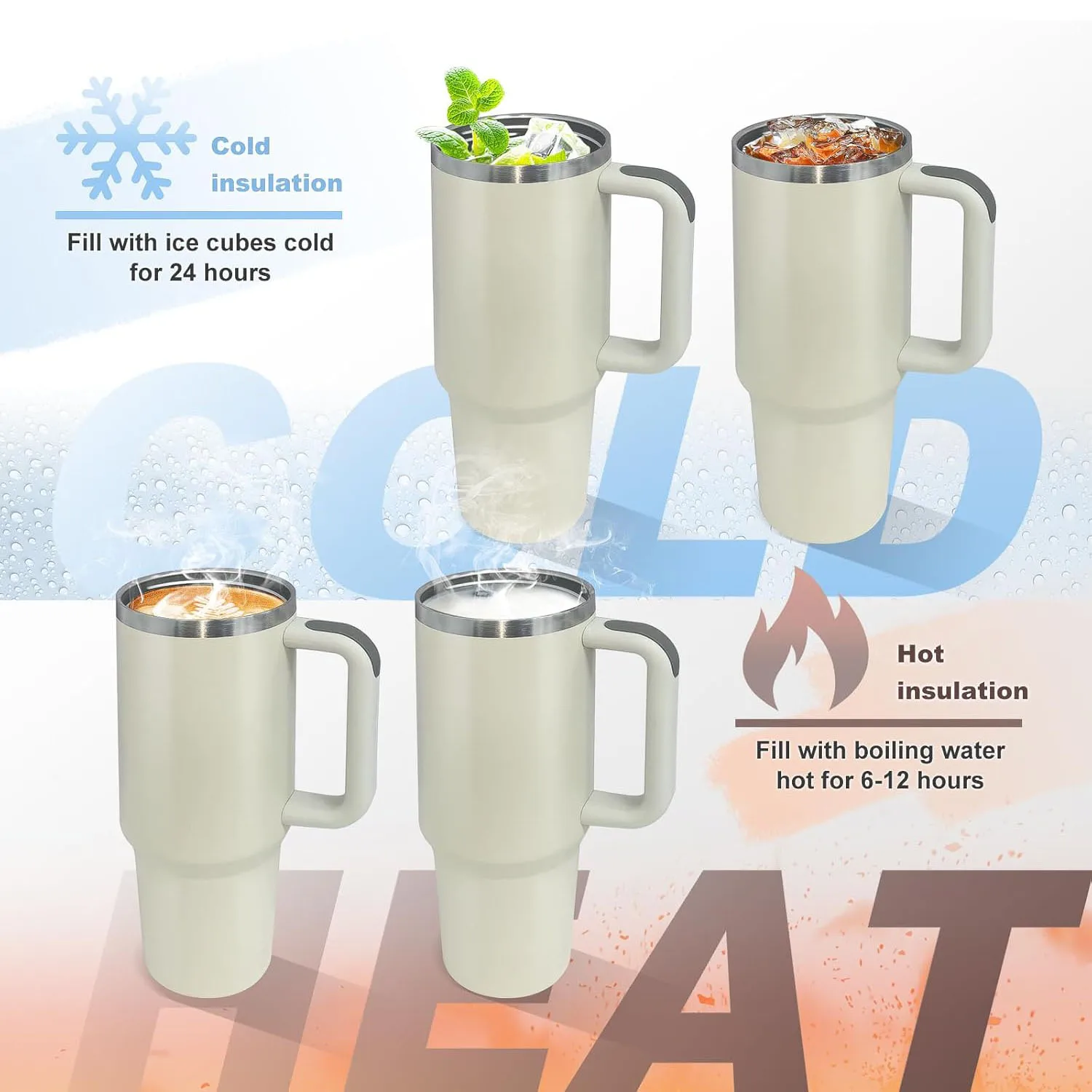 قارورة مكنسة من الفولاذ المقاوم للصدأ بسعة كبيرة 40 أونصة جديدة لعام 2025 - كوب بهلوان معزول مع أغطية وقش، مثالية للسفر