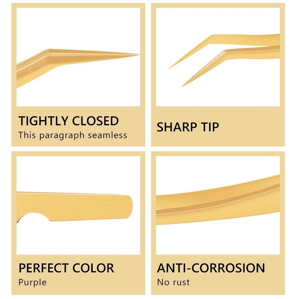 Pinzette per ciglia antistatiche in acciaio inossidabile per estensioni delle ciglia Strumenti per il trucco Accessori per nail art Strumenti per la raccolta di strass