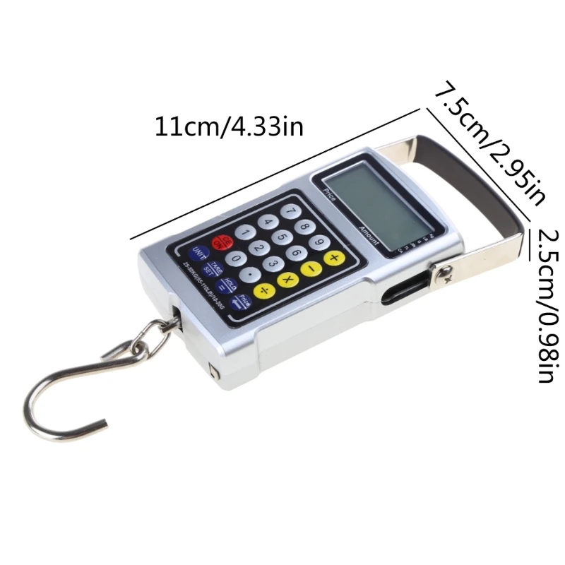 X37E 7-in-1 Luggage Scale with Clock Temp Test Calculate Price Count Tape Function 50kg/20g Luggage Balance Hanging Gram-