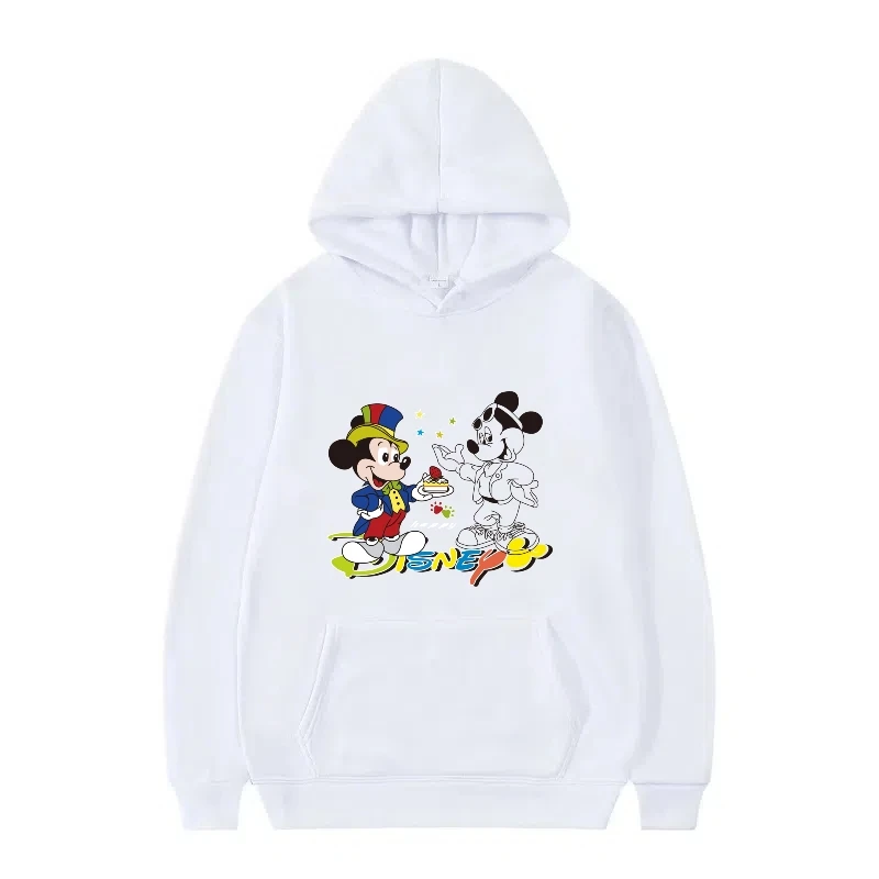 ديزني كارتون ميكي ماوس الرجال امرأة العصرية خمر القمم كسول تنوعا هوديس فضفاض البلوفرات بلوزة غير رسمية مع جيب #1