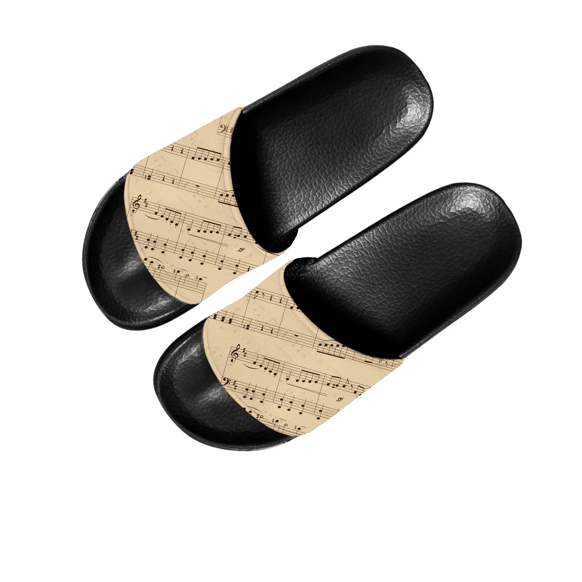 Musical Notes Cartoon Pattern Slippers Home Water Shoes Men Women Teenagers Children Beach Pool Sandals Custom Summer Slipper