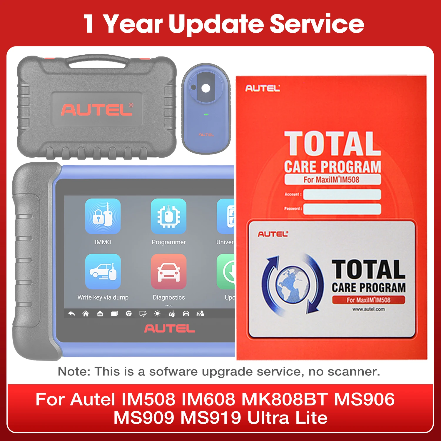 خدمة تحديث Autel لمدة عام واحد للماسح الضوئي، تحديث برنامج لمدة عام واحد، عرض بطاقة TCP، جميع نماذج الماسح الضوئي، اشتراك تحديث Autel