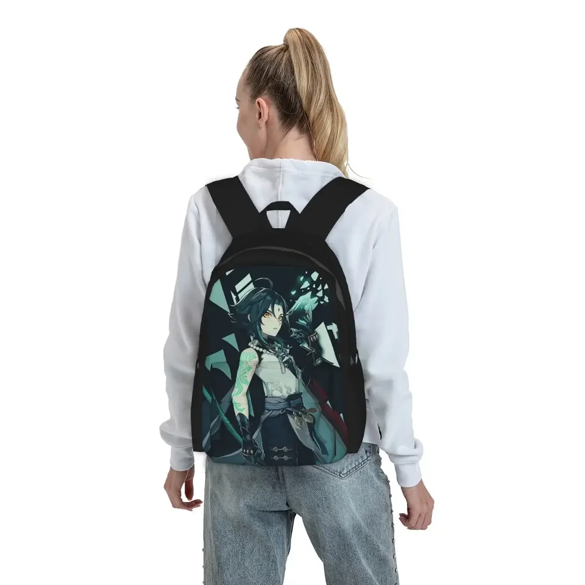 Genshin Impact Xiao Backpack Boys Girls BookBag Children School Bag Computer Shoulder Bags for Men Women