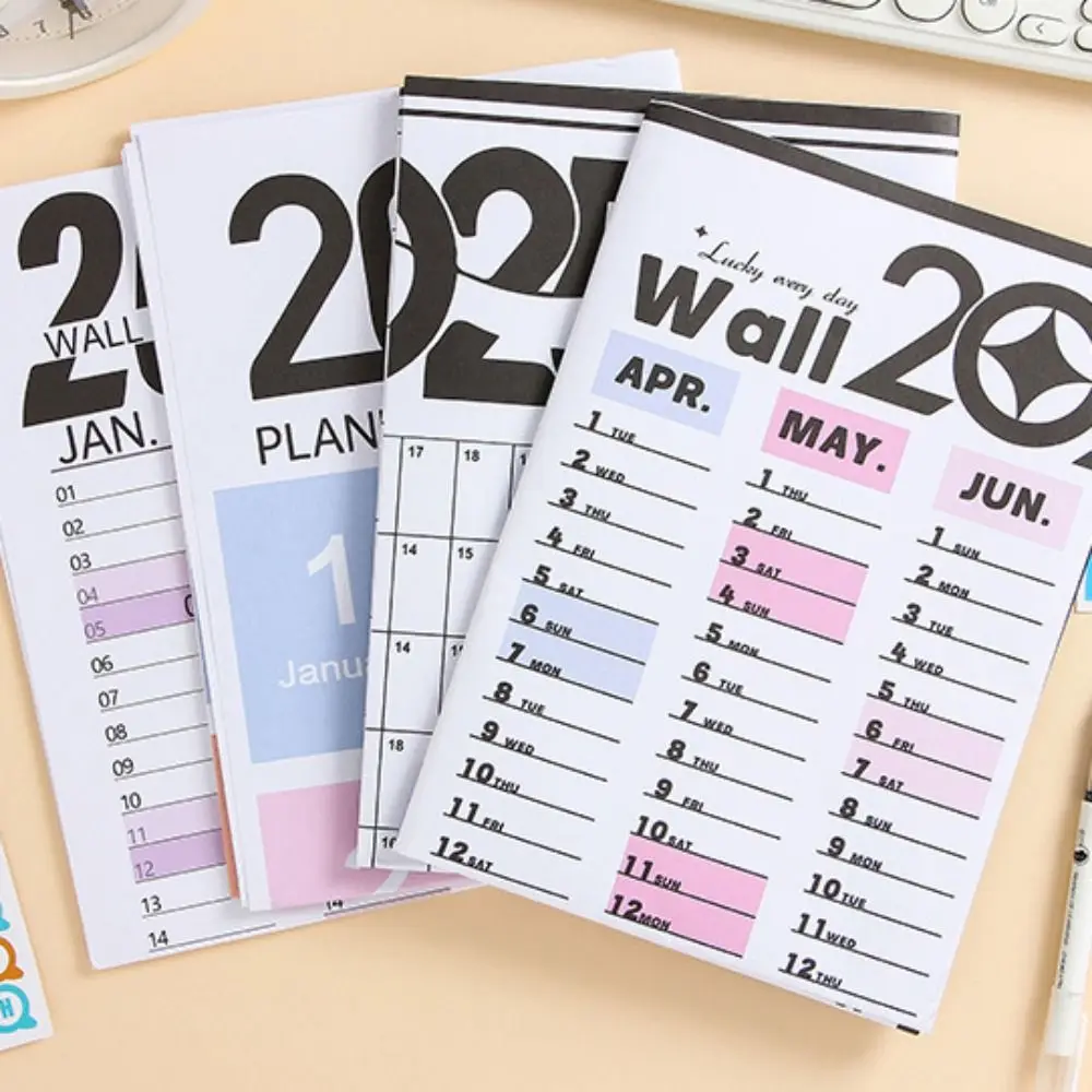 Foldable 2025 Calendar Planner Sheet Decorative with Colorful Stickers Target List Schedule Plastic Planning Wall Calendar