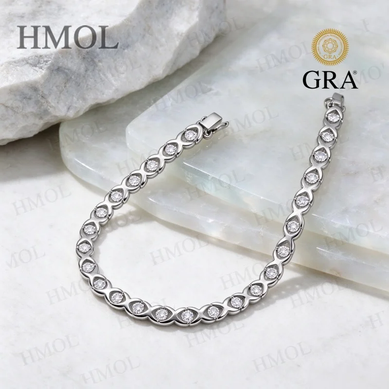 Moissanite Bracelet D Color GRA Certified 925 Sterling Silver Women Fine Jewelry Workwear Friendly & Ideal Gift for Her