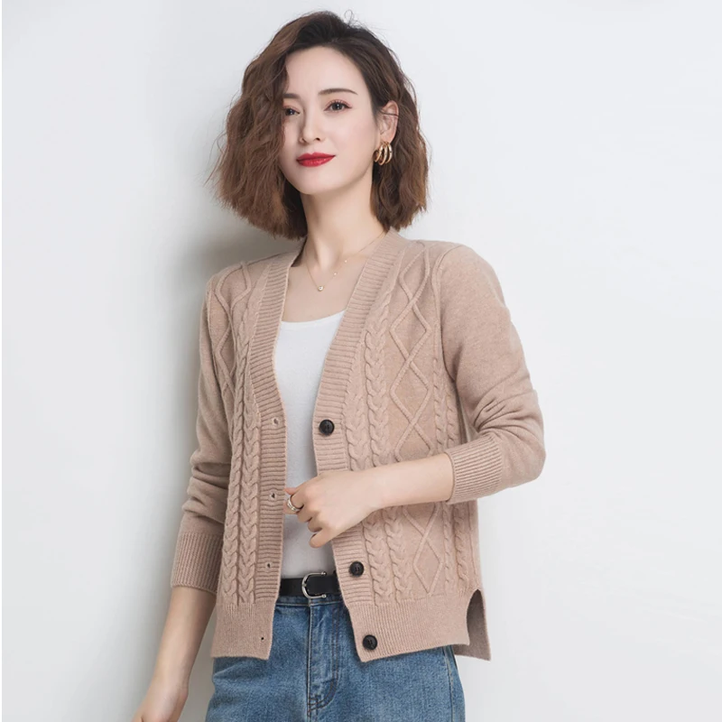 New V-Neck Temperament Small Fragrant Wind Women Loose Sweater Sweater All Sweater Coat Special Offer Cardigan