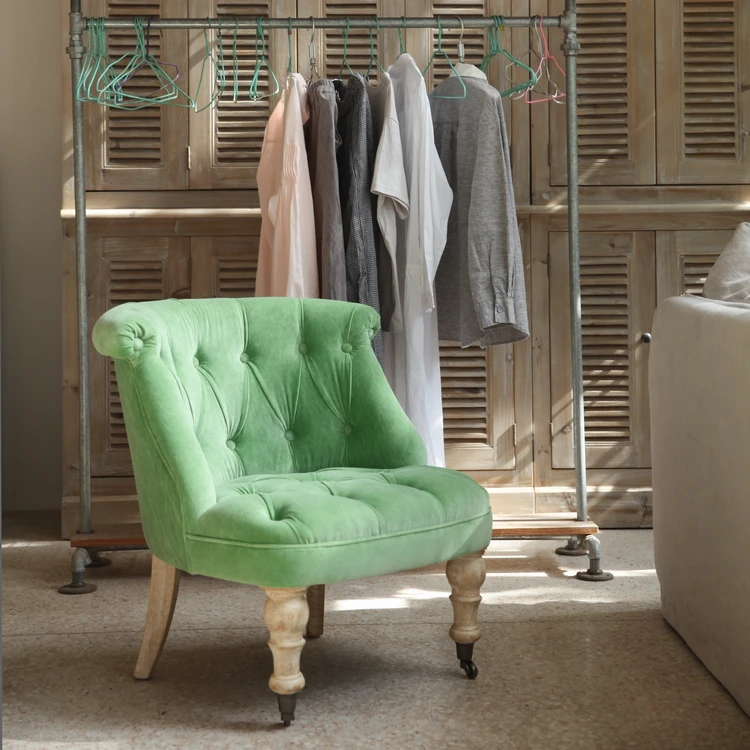 

Nordic French American Mediterranean rural pastoral fabric linen flannel button single seat casual sofa chair