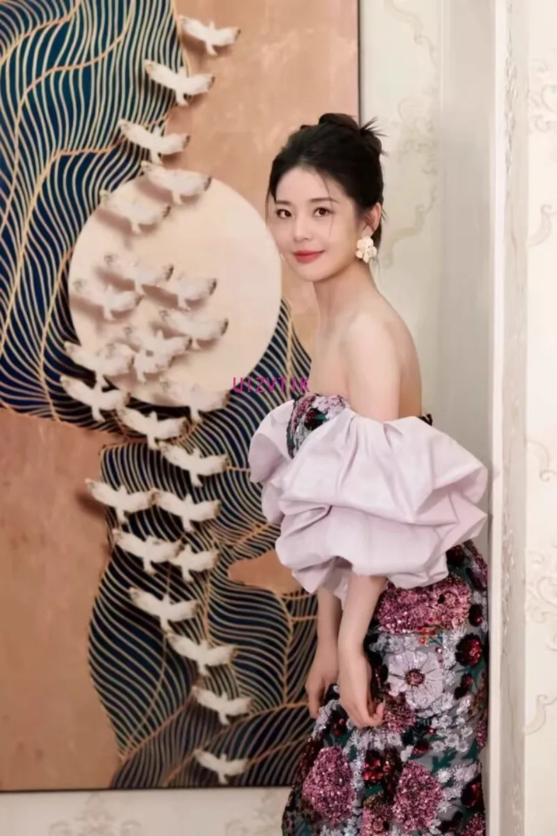 Elegant Embroidery Long Party Evening Dresses for Women New Puff Sleeves Sequined Prom Dress Vintage Strapless Wedding Dresses