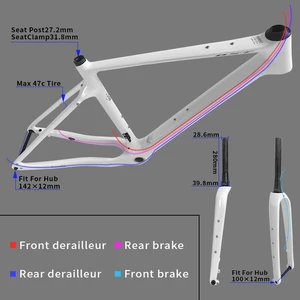 Carbon gravel bike, fully hidden cable, fork through the axle, gravel disc brake, MTB carbon, road bicycle frame 27.5er 8 Main Sales Framework - №5
