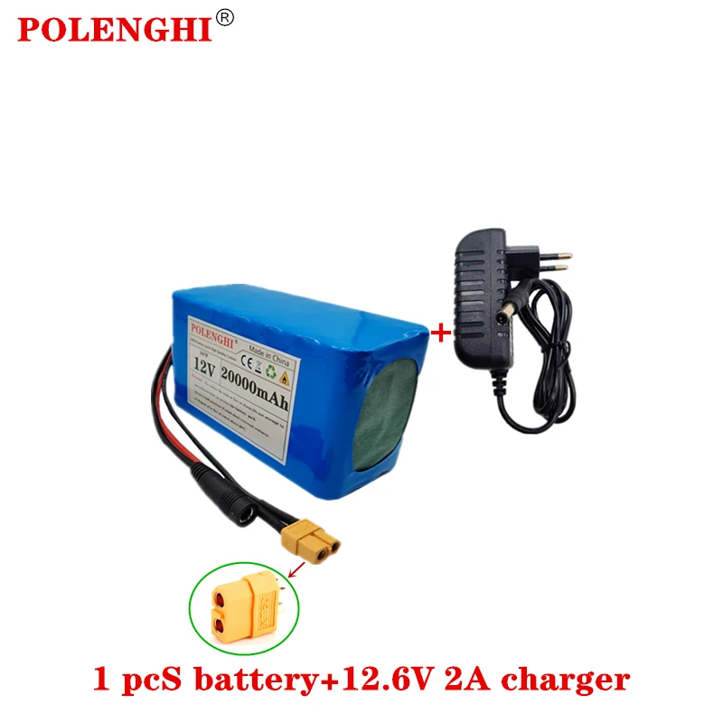 100%real large capacity 12V 20000mAh 3S7P 18650 rechargeable lithium battery pack with built-in intelligent BMS 12.6V 2A charger