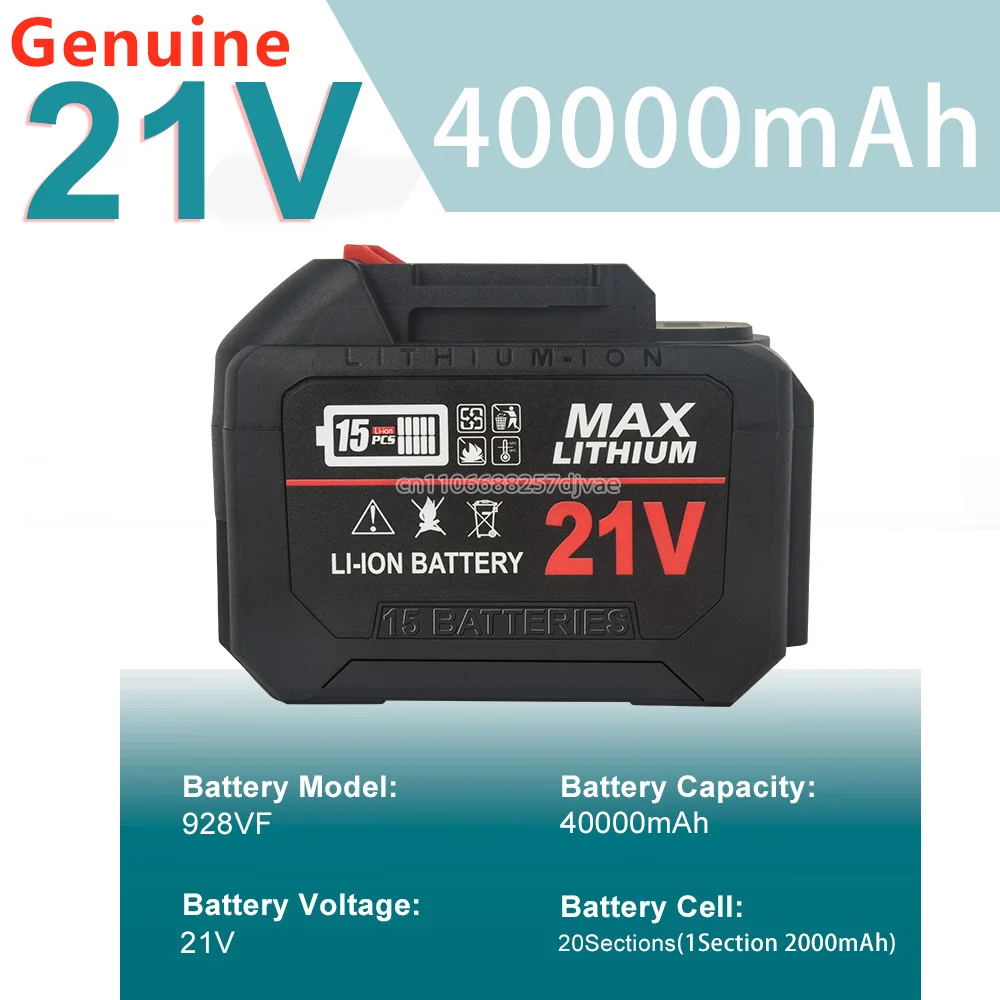 Original 40000mAh 21V Rechargeable Lithium-Ion Battery for Makita 18V 20V Cordless Dirll/Brushless Wrench/Screwdriver