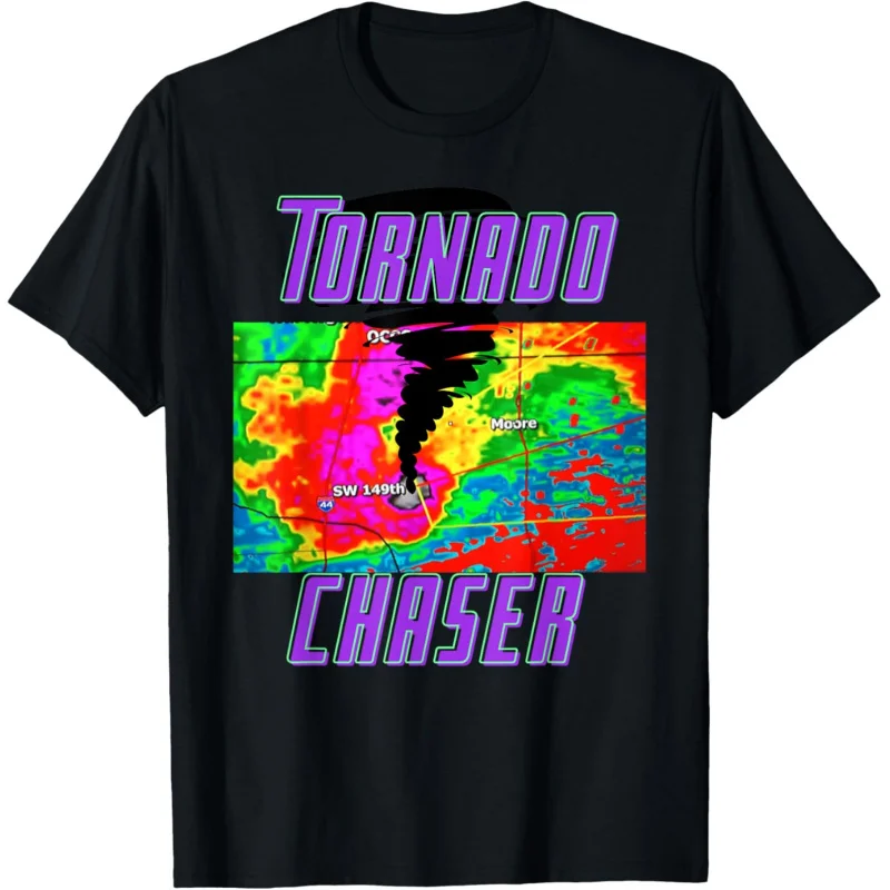 Tornado print short sleeved black fabric comfortable loose T-shirt