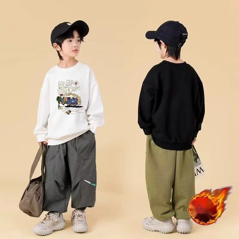 

Boys' Sweater Spring And Autumn Style New Mid Sized Children's Autumn Top Boys' Autumn Bottom Shirt Fashionable And Fashionable