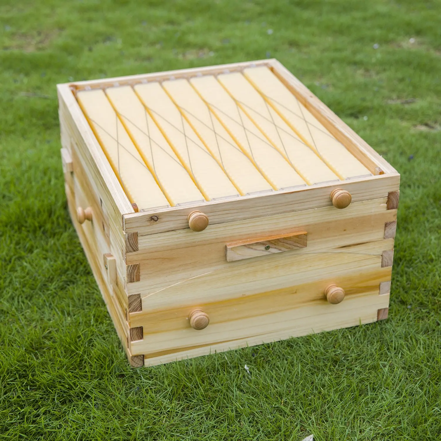 Automatic Wooden bee hive House kit with 7 PCS Upgraded Auto Frame Comb-Beehive Box Honey Free harvesting