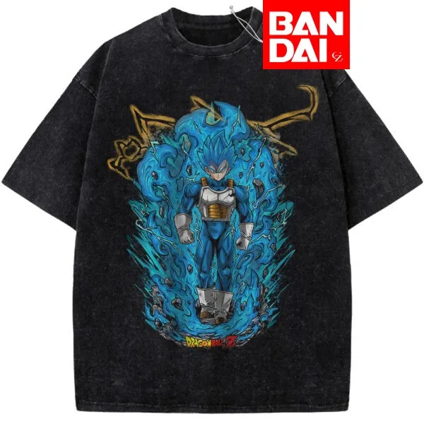 

Dragon Ball Super Vegeta Super Saiyan Blue Acid Wash Oversized Cotton T Shirt 2026 Summer Streetwear Graphic Tee for Men Women