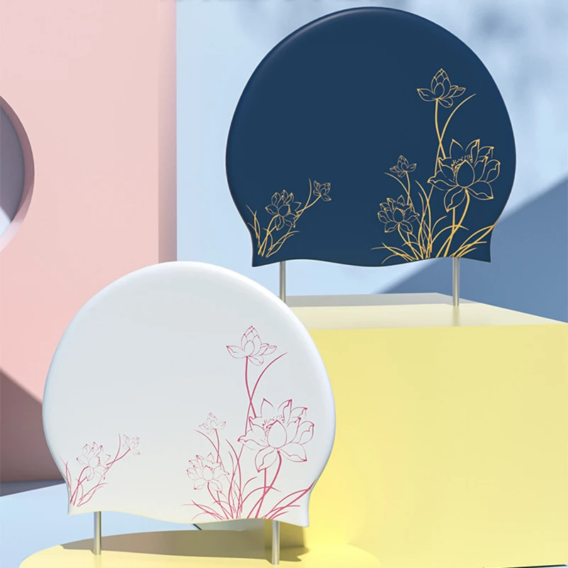 

Водонепроницаемая шапочка для плавания для женщин, силиконовая высокоэластичная Удобная шапочка для плавания, модная шапочка с принтом для бассейна