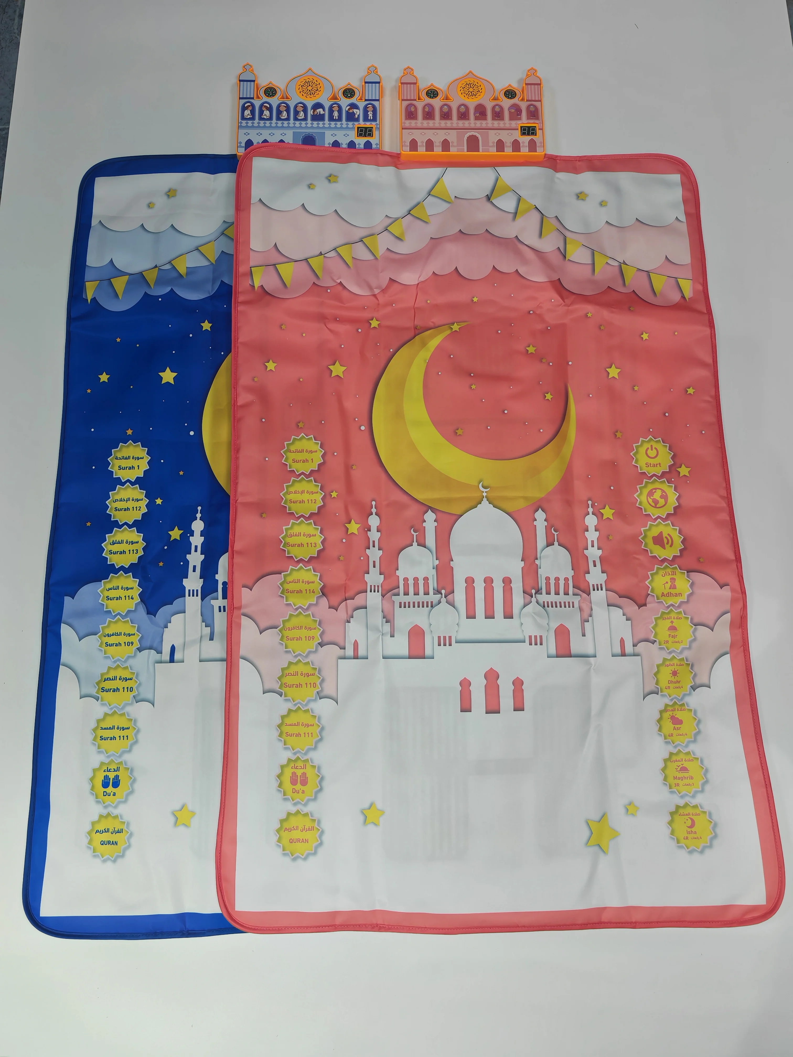 سجادة صلاة تفاعلية إلكترونية ذكية مكونة من 15 لغة فرنسية للأطفال لتعلم ألعاب الأطفال الإسلامية المخصصة