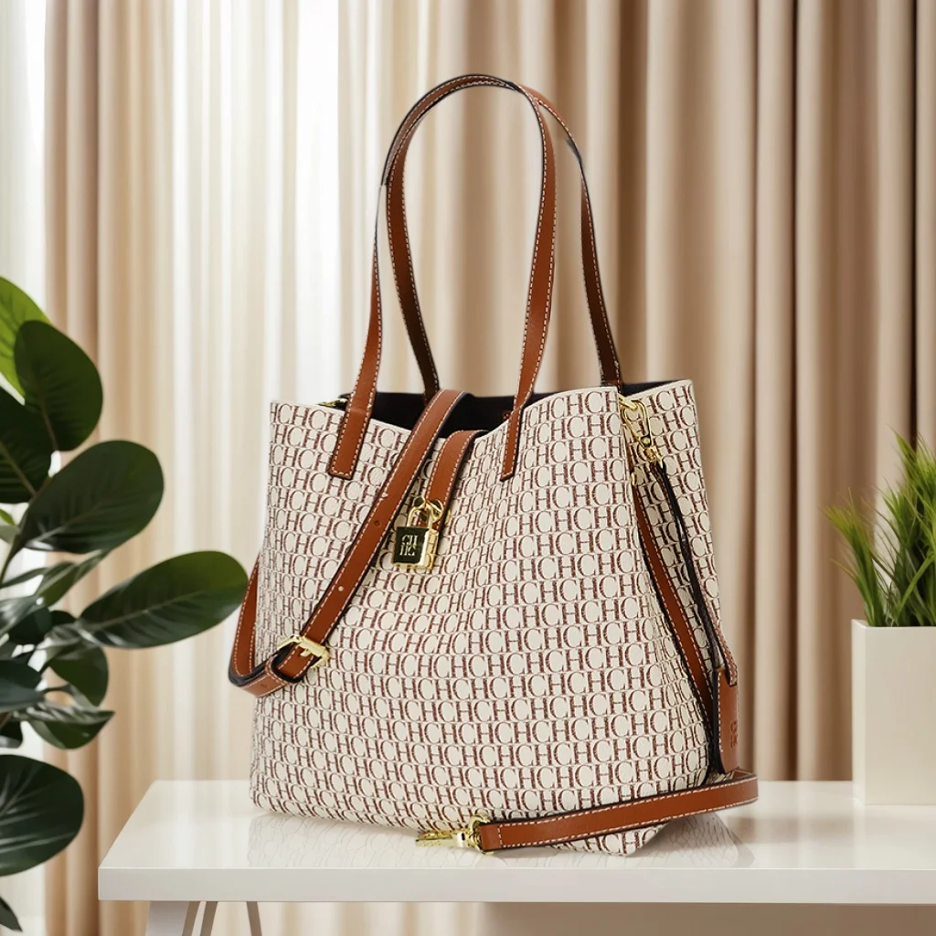 حقيبة يد نسائية كلاسيكية رائعة وعالية الجودة مطبوعة بحروف كبيرة عصرية خفيفة فاخرة ذات سعة كبيرة حقيبة يد نسائية #1