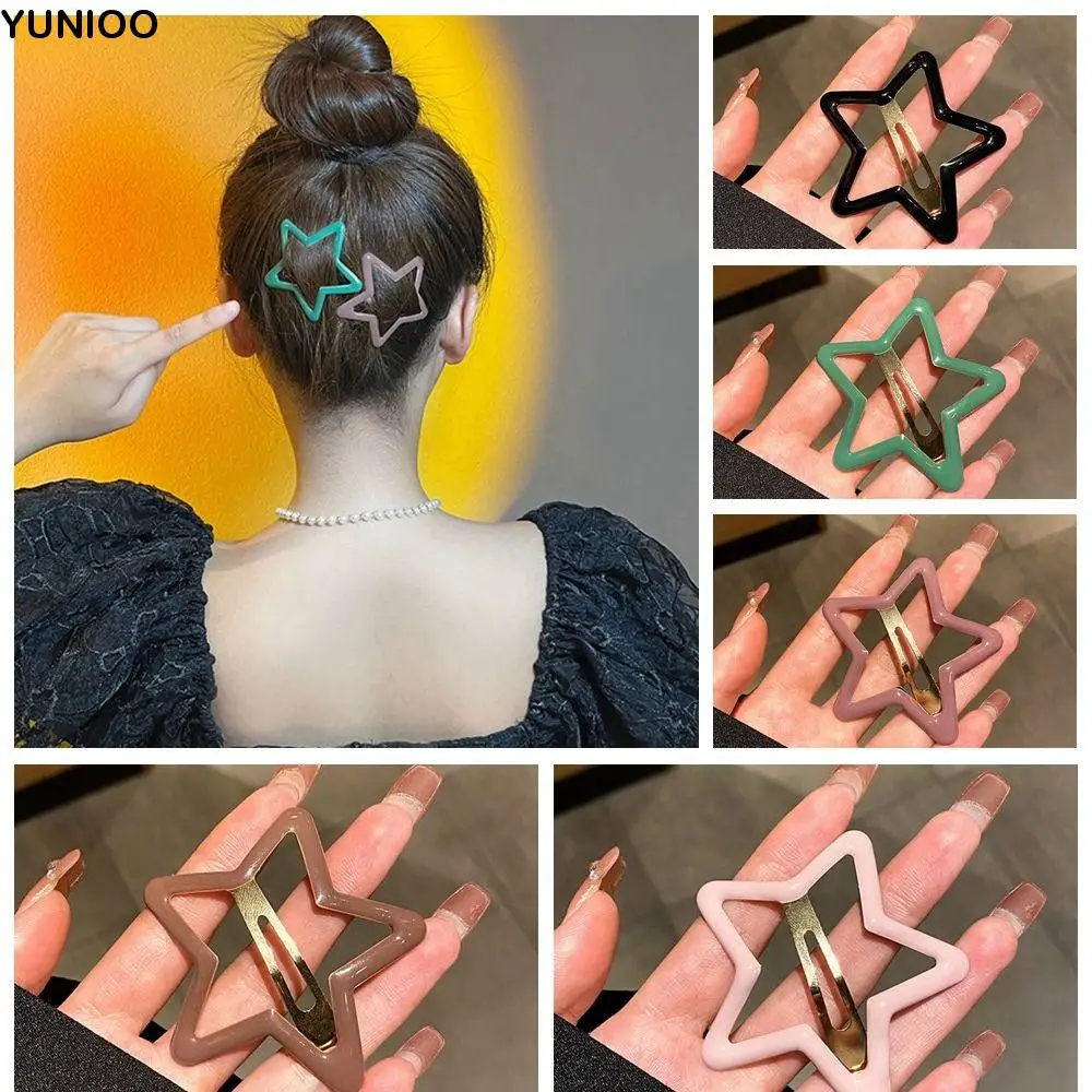 

Sweet Pentagonal Star Star BB Hair Clip Hollow Alloy Side Barrettes Colorful Metal Y2k Hairpin Travel