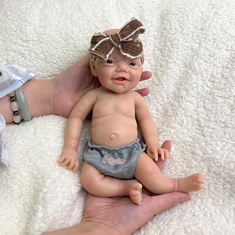Tiny 12-inch siliconen babyspeelgoed voor kinderen Open ogen en zoete glimlach herboren pop babyjongen voor emotioneel gezelschap