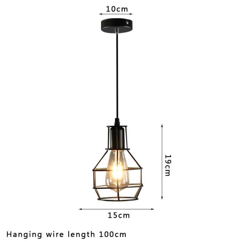 E27 led vintage käfig pendel leuchten innen beleuchtung retro leuchte pendel leuchten für wohnzimmer dekor für küchen lampe