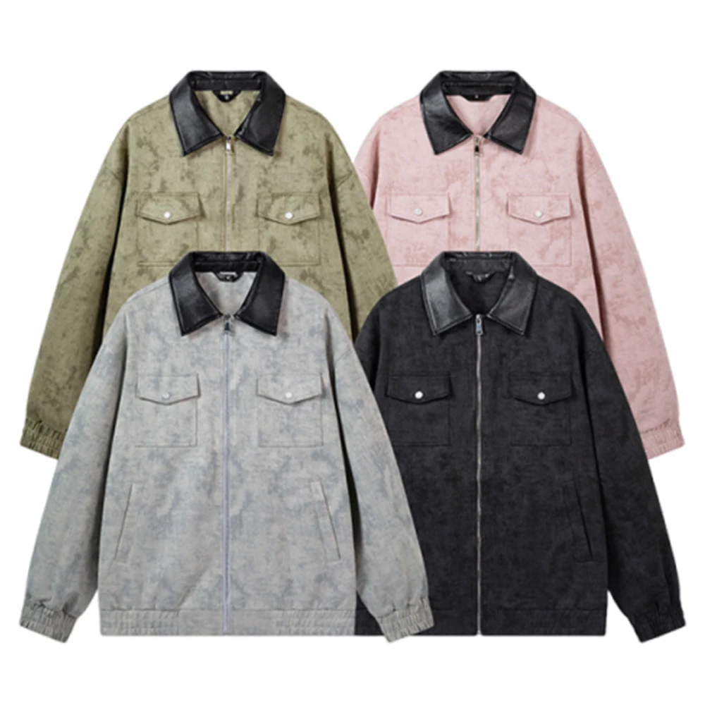 

Американская мужская куртка, окрашенная в галстук весна и осень, модная повседневная свободная и удобная замшевая куртка с лацканами 2020.