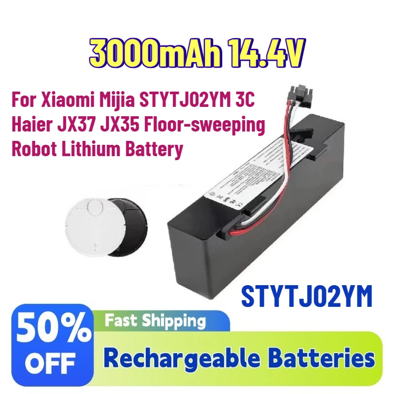 In Stock 3000mAh 14.4V Rechargeable Battery for Xiaomi Mijia STYTJ02YM 3C Haier JX37 JX35 Floor-sweeping Robot Lithium Battery