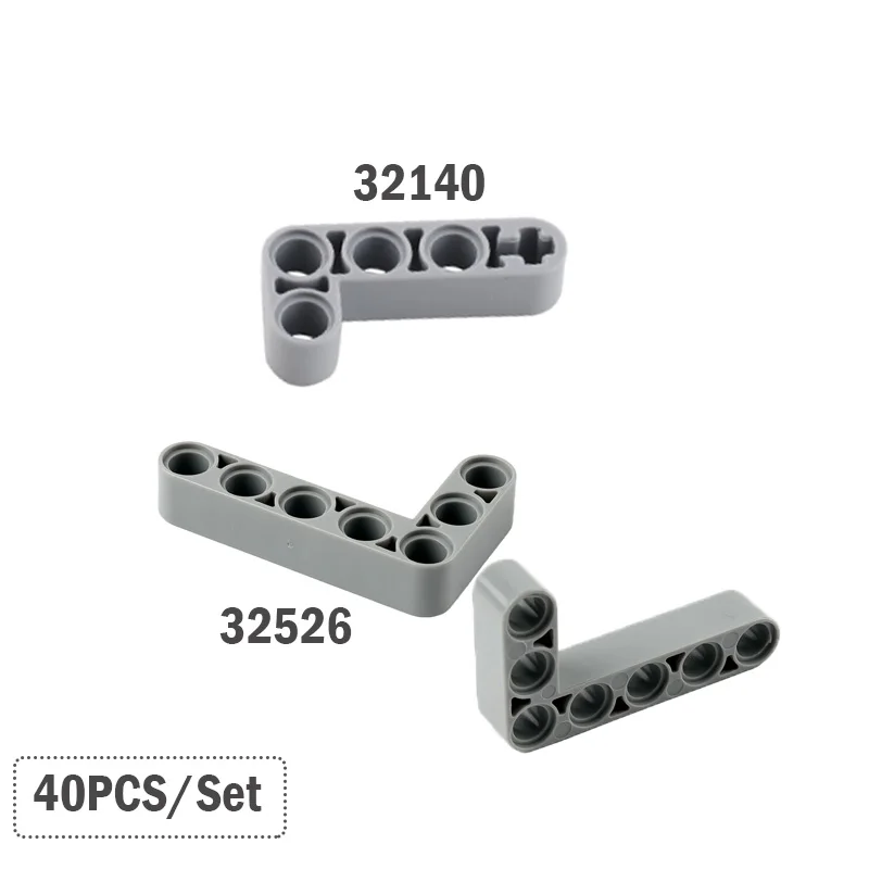 40PCS 3x5/2X4 Gat Technologie Bouwstenen L-vormige Geperforeerde Arm Gemonteerd 32140/32526 Speelgoed MOC Kleine Bakstenen Accessoires