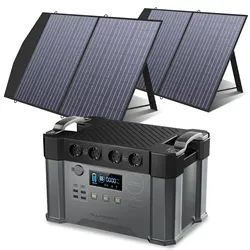 ALLPOWERS Solar Generator 2000W Battery Charger,110V/230V Pure Sine Wave AC Outlet With 2×100W Portable Solar Panel For Outdoors