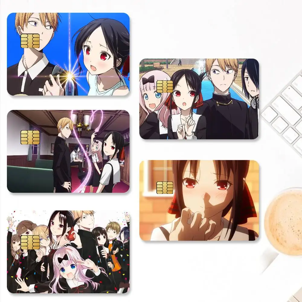 أنيمي Kaguya Sama Love is War ملصقات بطاقات الائتمان الجلد لحافلة البنك مترو 4 قطعة غطاء فيلم هدية #4