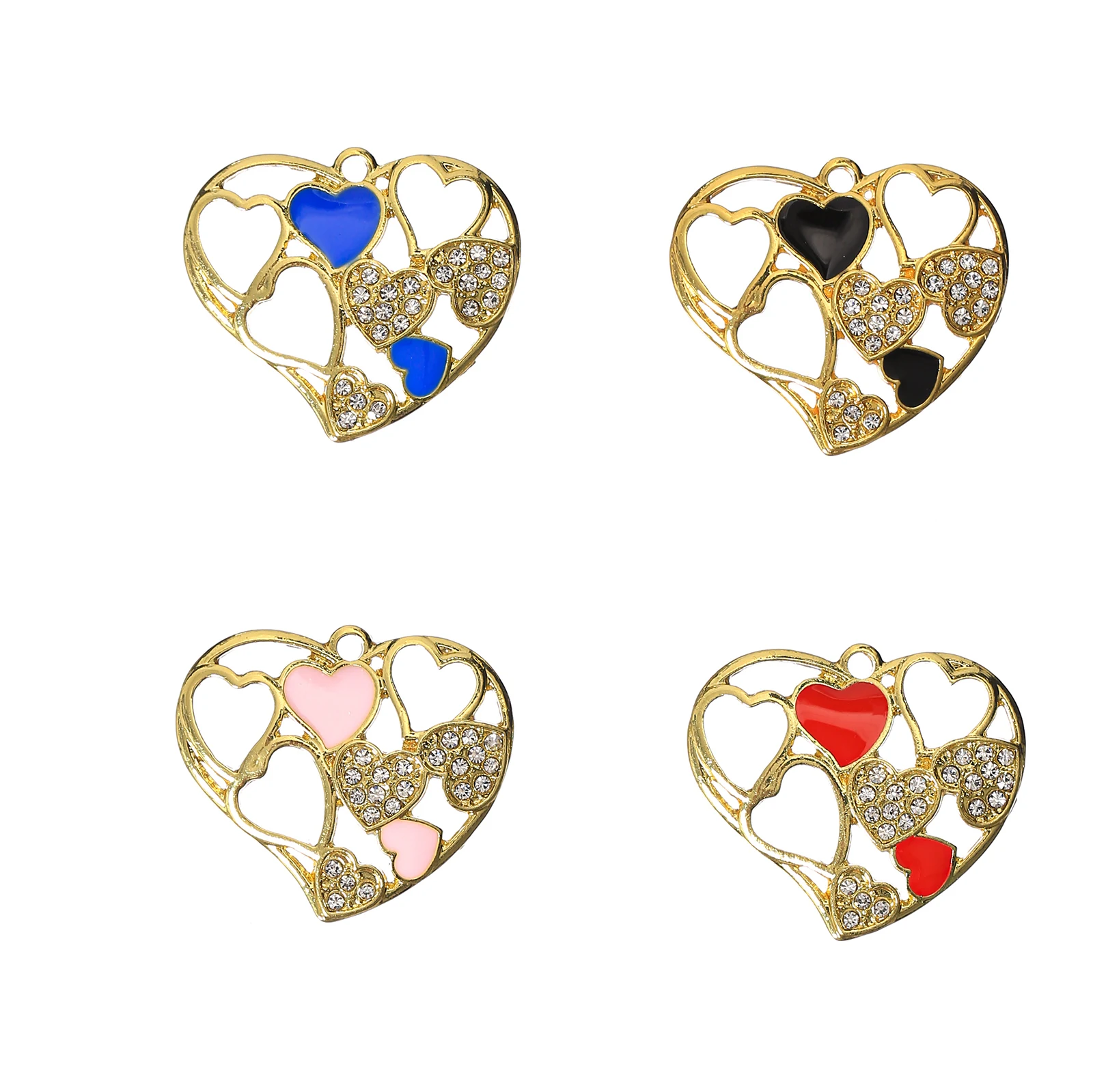 

10pcs Drop Oil Heart Charms Fit for Bracelet Bangle Making DIY HT0174-HT0177