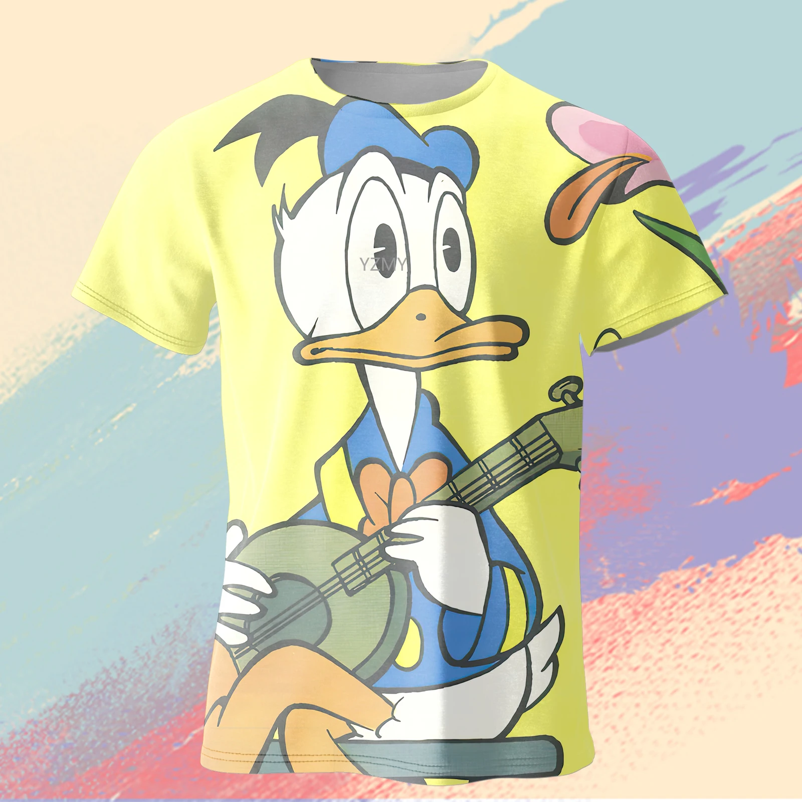 

2024 Disney Donald Duck Summer T-Shirt Hip Hop Children T-Shirt Summer Cartoon O-Neck Short Sleeve T-Shirt Casual Tee Tops