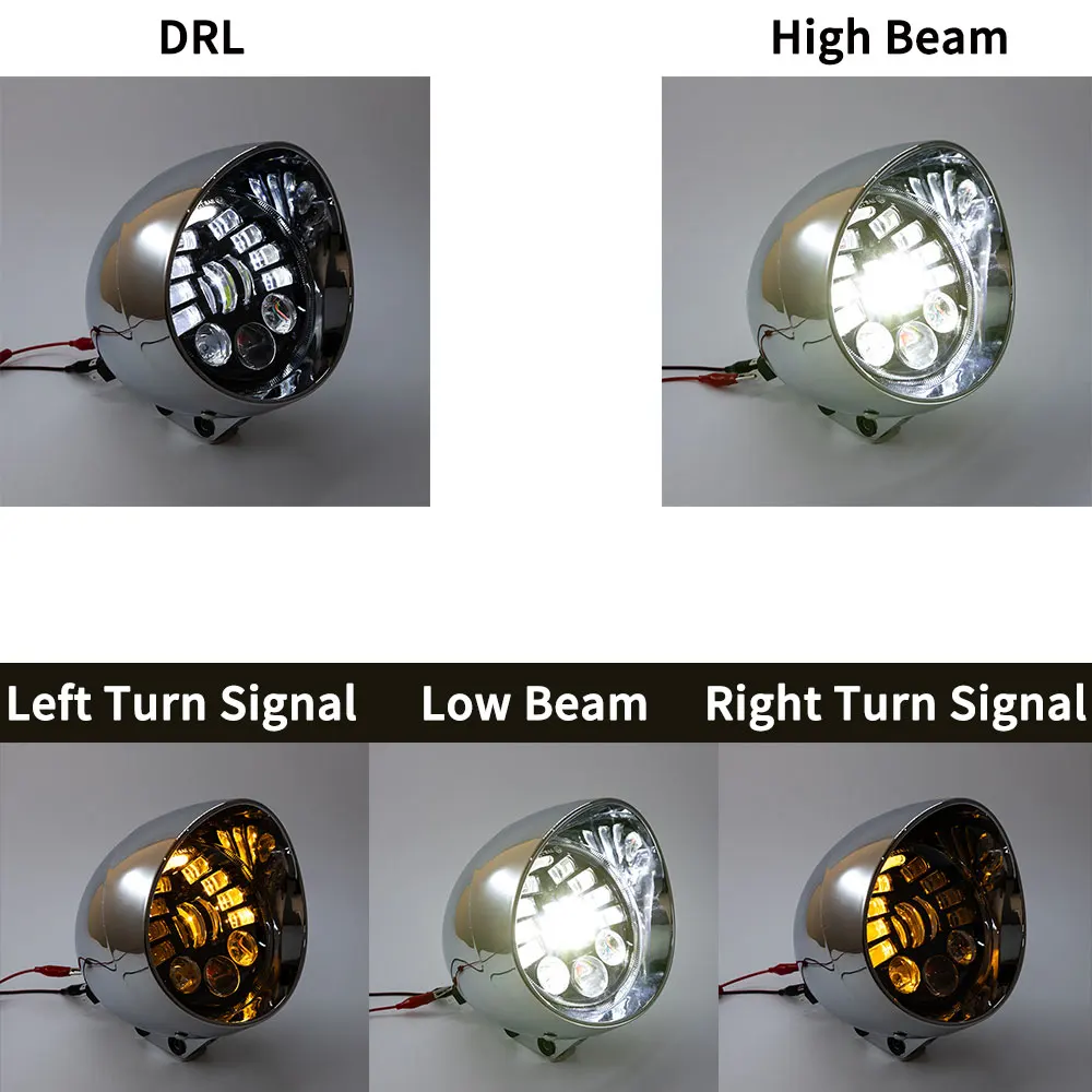 

E9 Motorcycle 5.75" Led Headlight Spot Round Headlamp For Chopper Bobber Softail Springer Cafe Racer Club Style Headlights