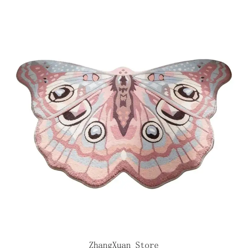 Indoor Accent Butterfly Carpet 23.62 X 35.43 in, Grip Backing Floor Cover with Soft Finish for Living Room Entry Use 3XUF