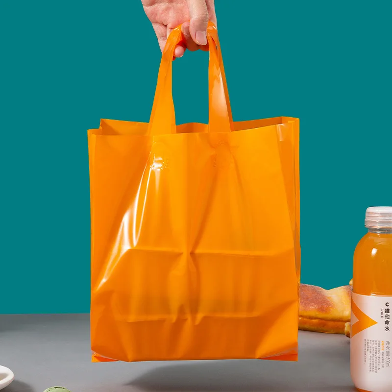 50 قطعة من البلاستيك حقيبة الوجبات الجاهزة متجمد الغذاء حقيبة التعبئة والتغليف مع مقبض أكياس اللون معكرون #5