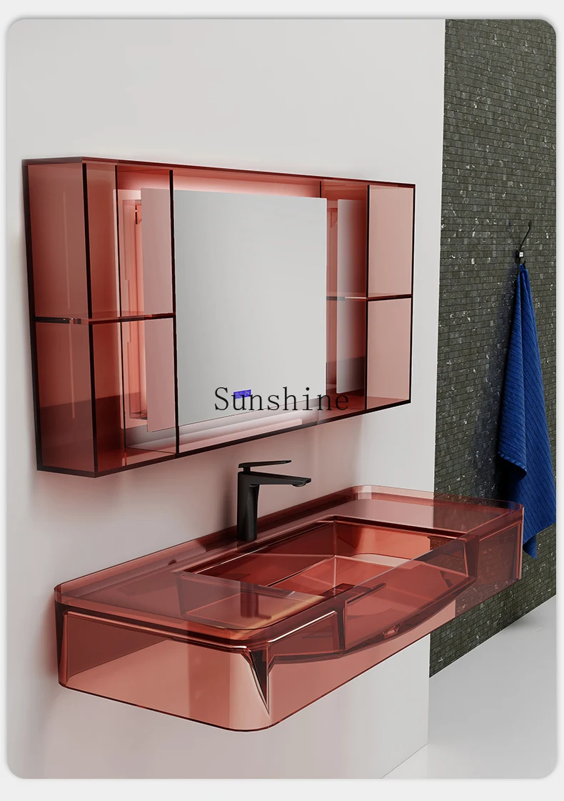 Transparent resin wall-mounted basin Color wall-mounted basin