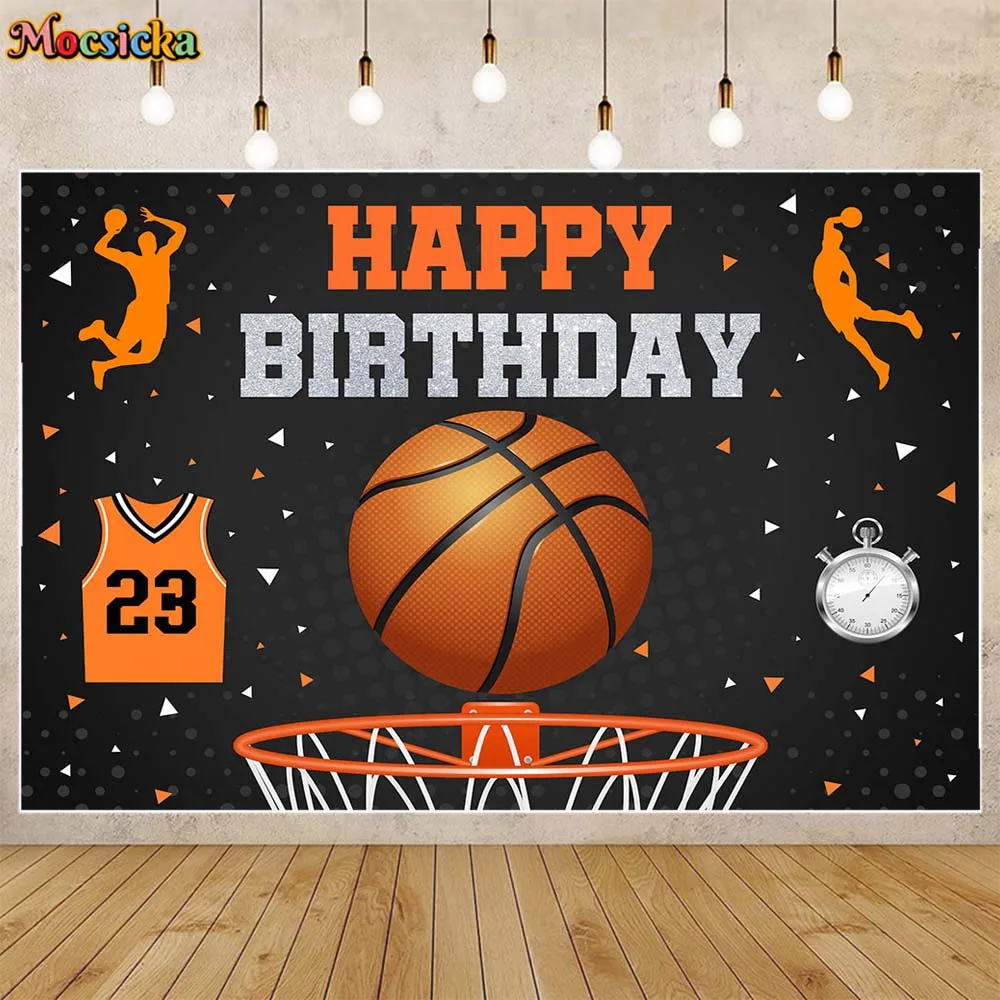 

Mocsicka Basketball Birthday Backdrop No.23 Jersey Boy Birthday Party Decor Kids Portrait Photo Background Studio Photocall Prop