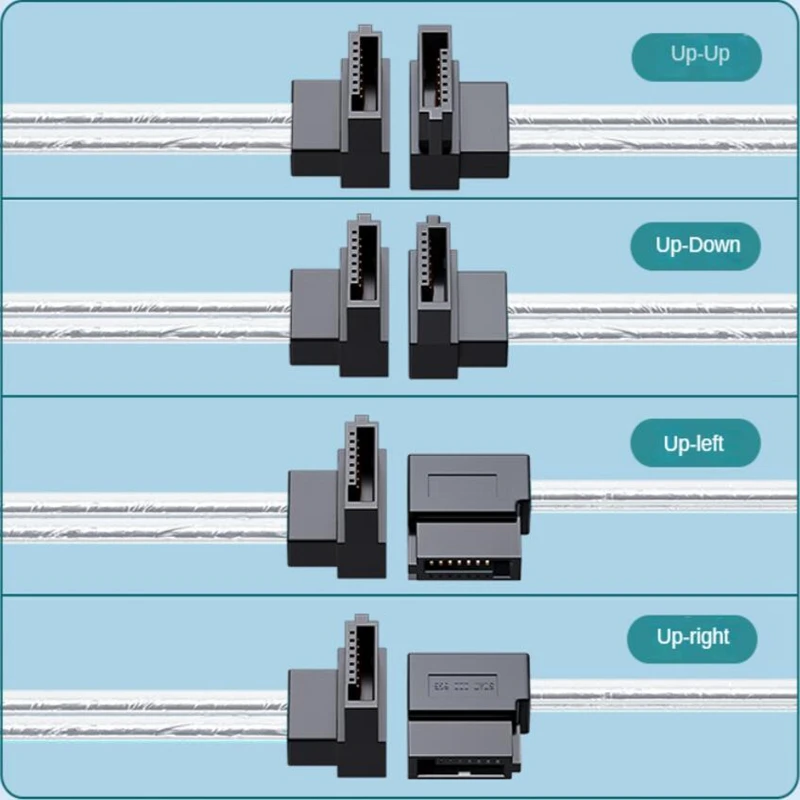 Silver Sata 3.0 Data Cable SATA III SATA 3 Cable 10cm-2m With Locking Latch Straight To Right Left Up Down Angle 90 Degree 6GBs