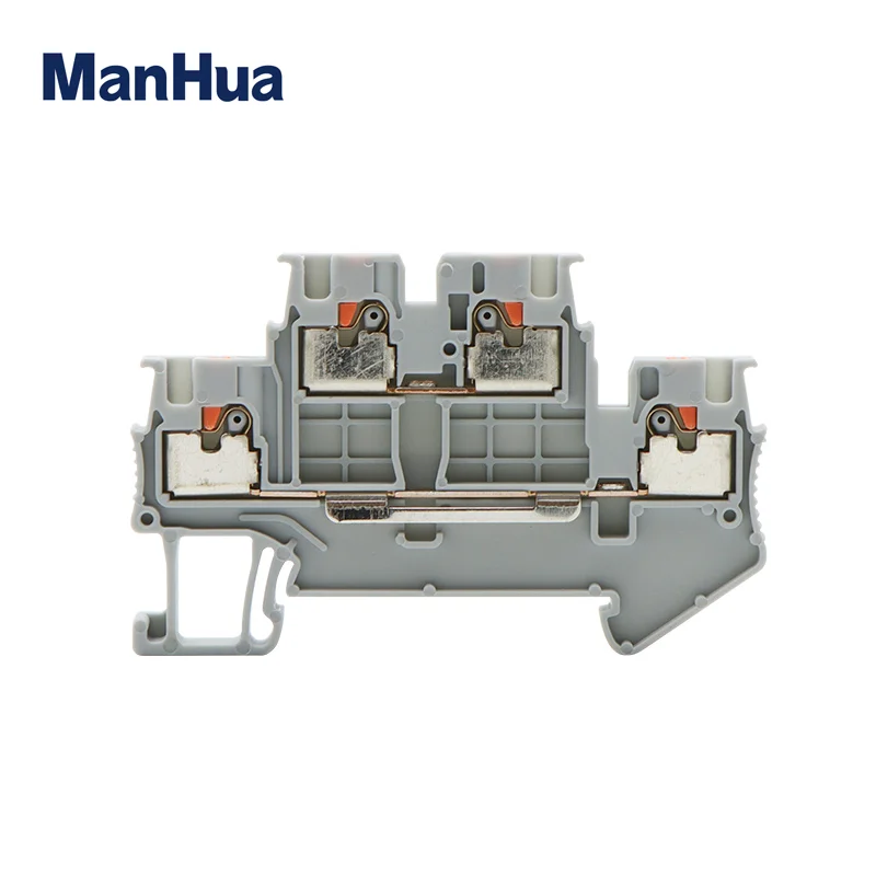 ManHua 10Pcs Din Rail Terminal Block PTTB1.5 Electrical Connector 1.5mm Double Layer Spring Wiring Connection Wire Conductor