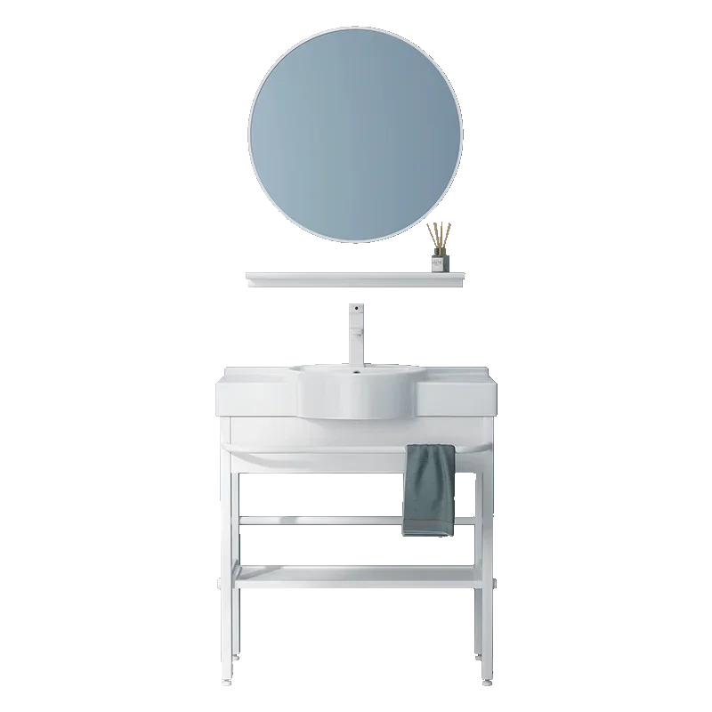 

Premium Small unit bathroom sink, floor mounted stainless steel stand, sink, deep ceramic sink, integrated basin