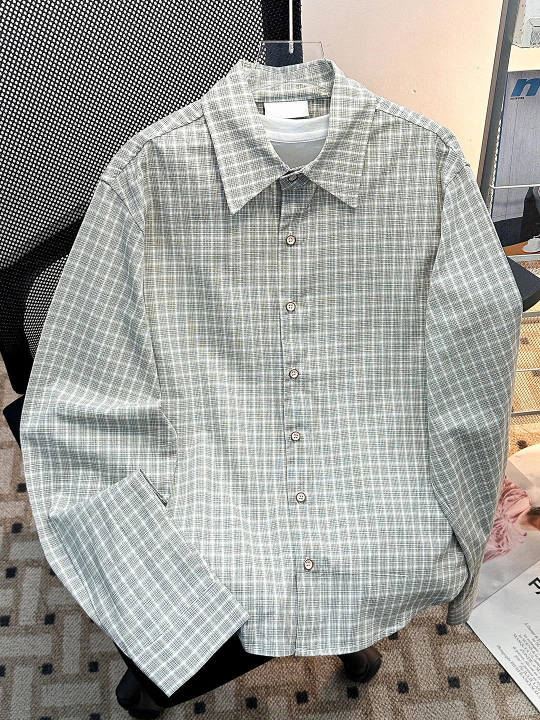 

Retro Japanese Sle Plaid irt Loose Long Sve ex Spring Autumn Casual Faion Outerwear Comfortable Classic Design