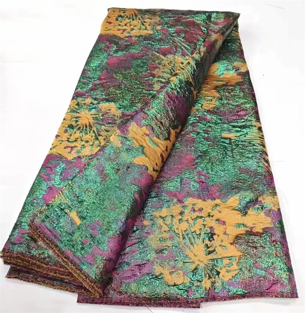 Gold Brocade Lace Fabric with new material African Jacquard Lace Fabric High Quality Nigerian French Tulle Lace Fabric