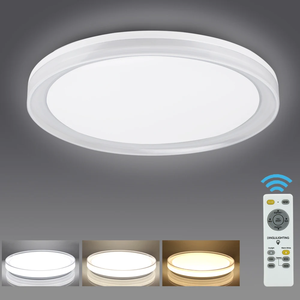 

Depuley 48W Modern Dimmable LED Flush Mount Ceiling Light with Remote Control 3 Color Changeable for kitchen Living Room Timing