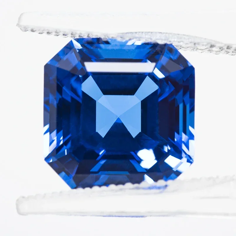 Lab Grown Cobalt Spinel Square Asscher Cut VVS1 Gemstone Charms DIY Advanced Jewelry Making Materials Selectable AGL Certificate