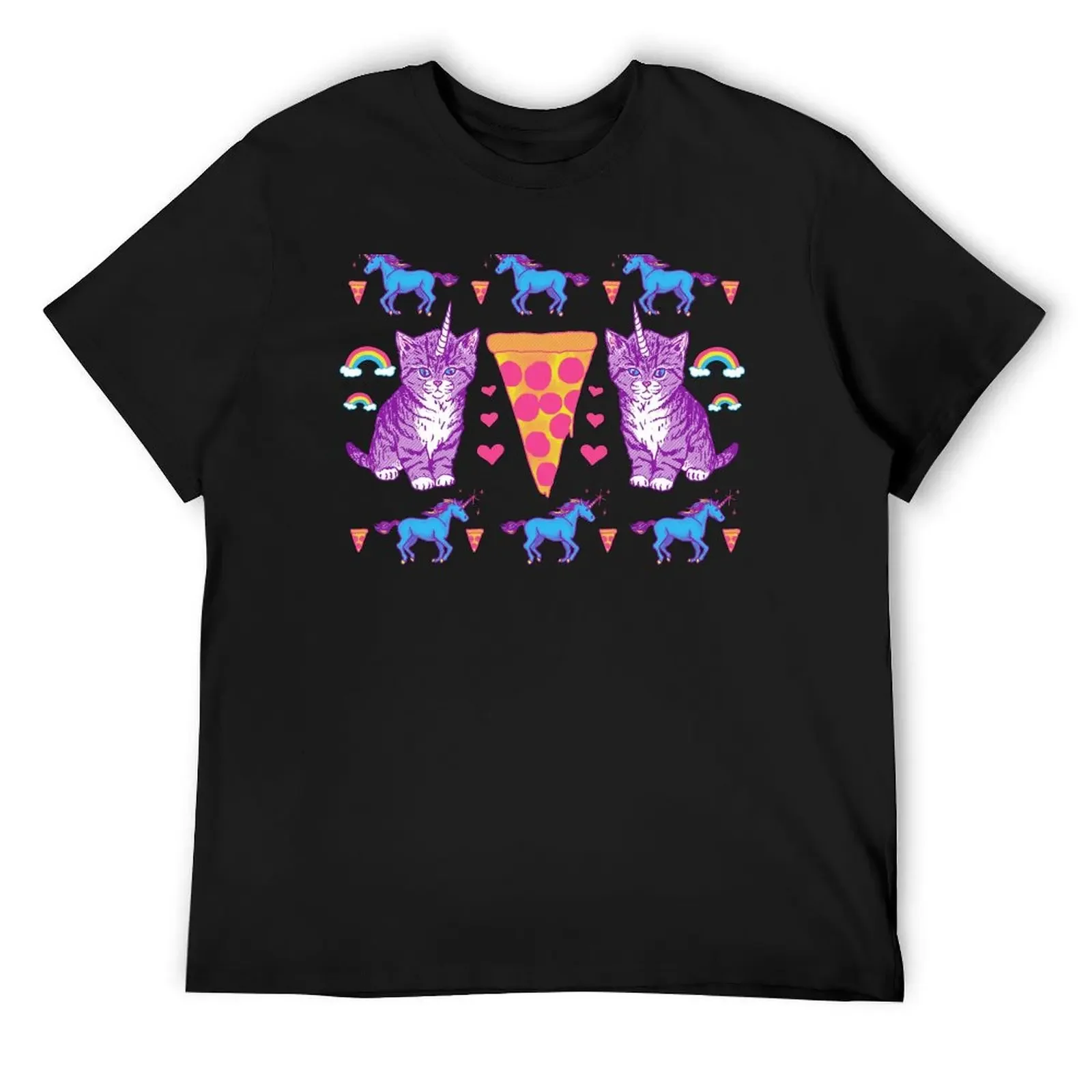 

Kittycorn Pizza Rainbows T-Shirt blacks Man t-shirt korean fashion sweat oversized t shirts for men
